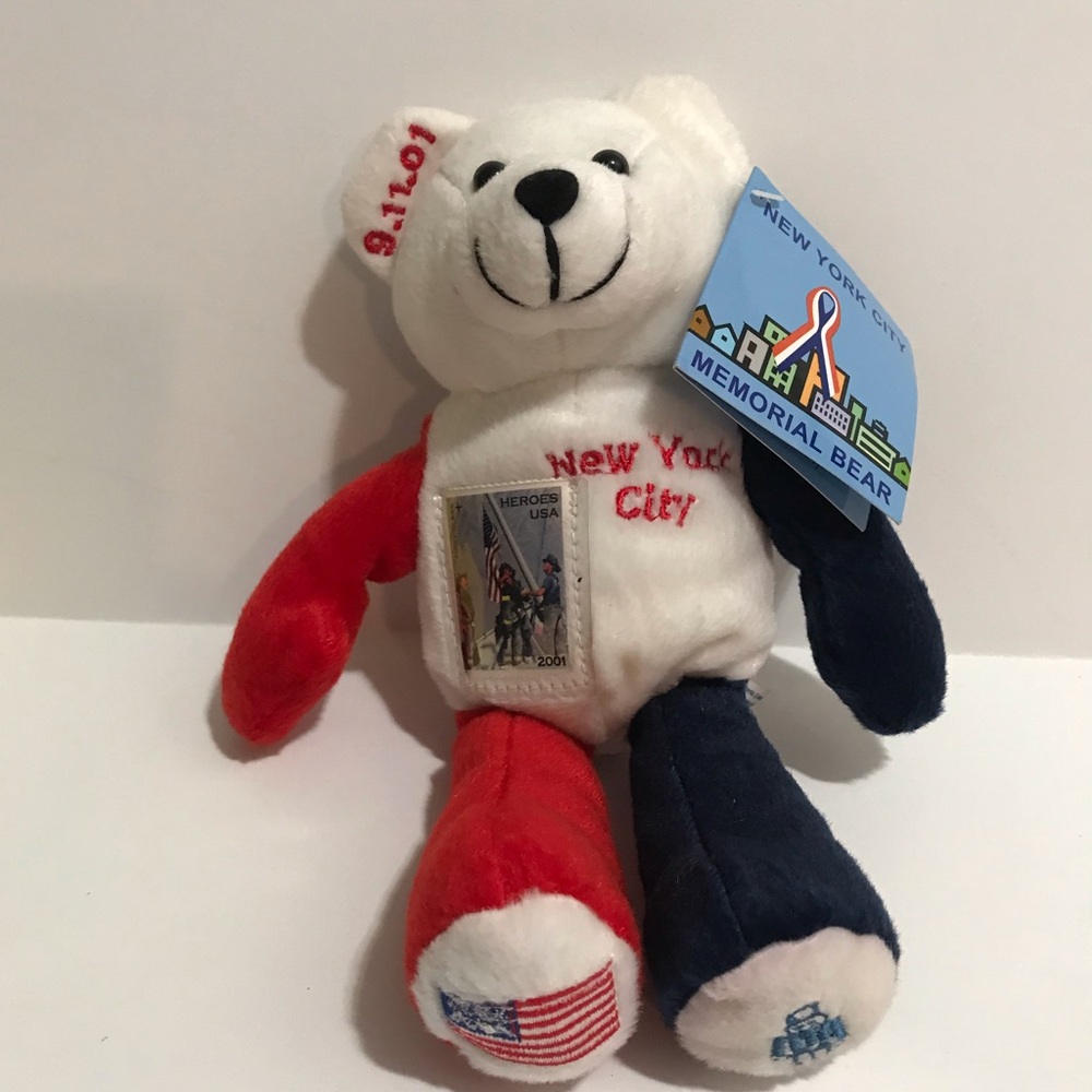 9-11 September 11 NYC memorial stamp beanie bear